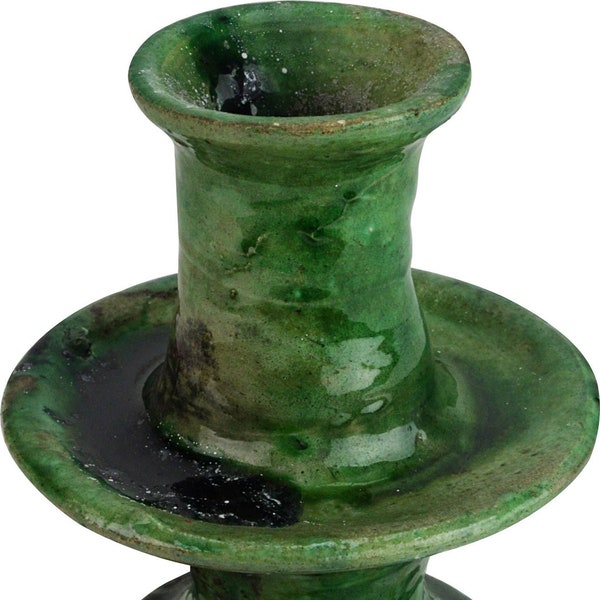Standard  - Authentic Tamegroute Candlestick Candle Holder - Green -