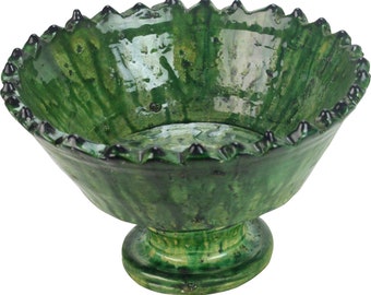 Moroccan Mashatia Green high Bowl - Authentic Tamegroute Bowl Minor imperfection - Non Returnable