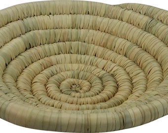 Plain reed plate - Moroccan natural coiled reed storage display