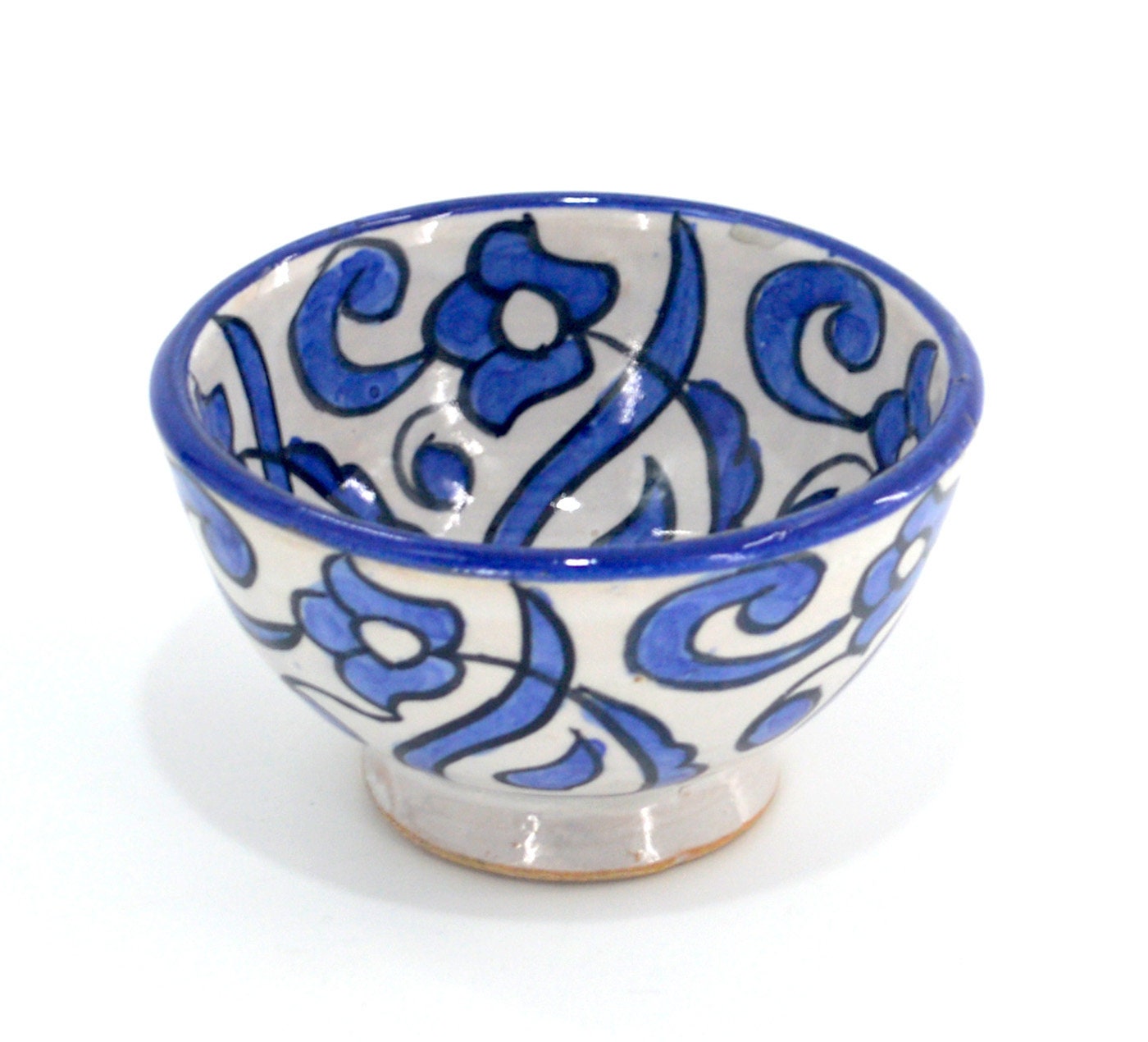 Small Moroccan Ceramic Blue Geometric Blue Handpainted & Handcrafted Small Moroccan Ceramic Blue Geometric Blue Handpainted & Handcrafted