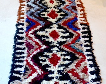 212x76 cm HL 2004 /3 Hand made Moroccan beni ouarain  multicoloured rug /+ 15 years vintage old wool rug