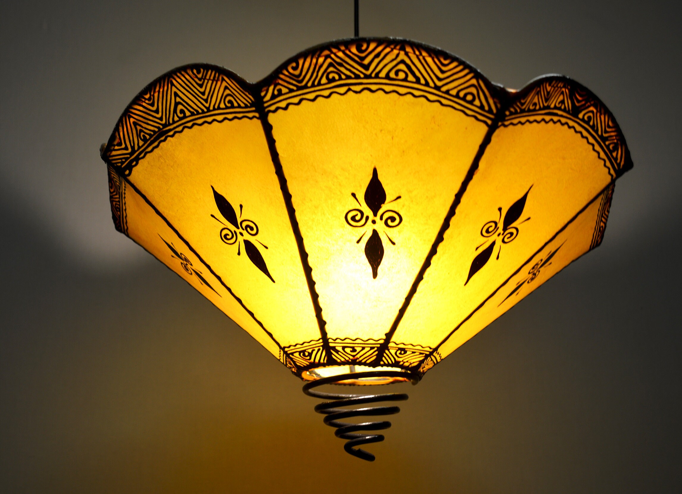 Moroccan Ceiling Henna Lamp Shade Flower shape Yellow Etsy