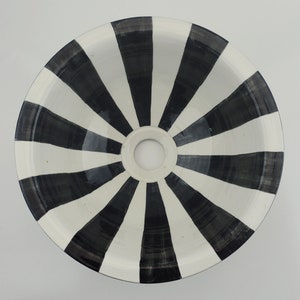 Art Deco black and white stripe China ceramic, Hand painted Moroccan Ceramic Plate / Platter from Fez, Di 40 H10 cm