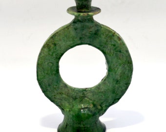 Authentic Moroccan Tamegroute Candlestick Candle Holder - Green - Zero shape -