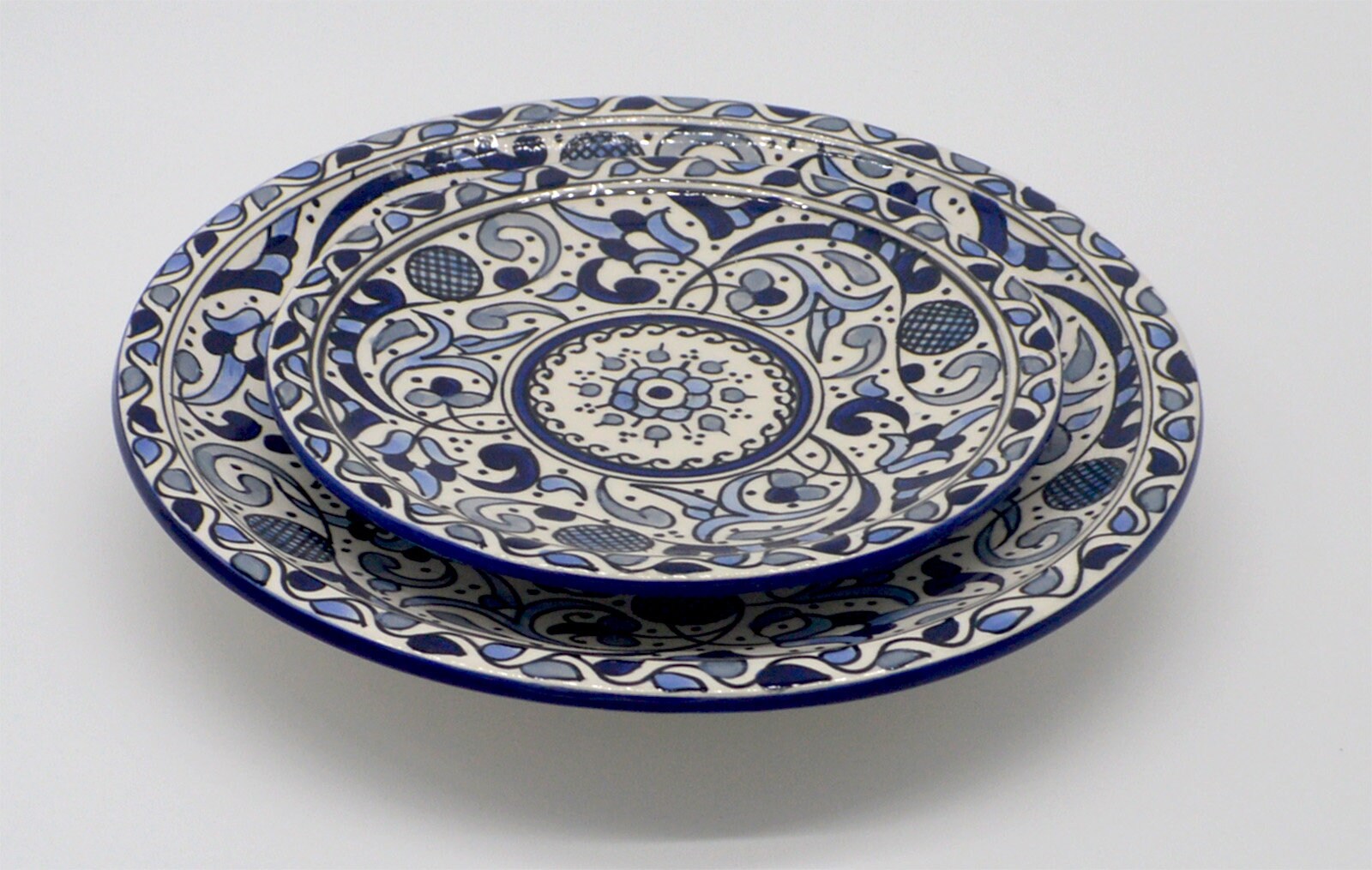 Light Blue Baroque Design China Ceramic Hand Painted Moroccan Etsy UK