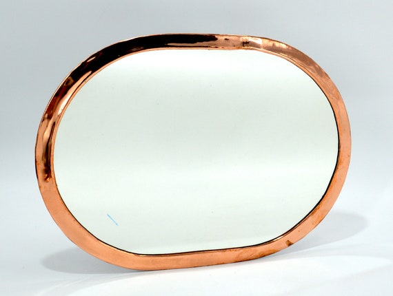 Oval shape Handmade red copper flat metal Moroccan Mirror 