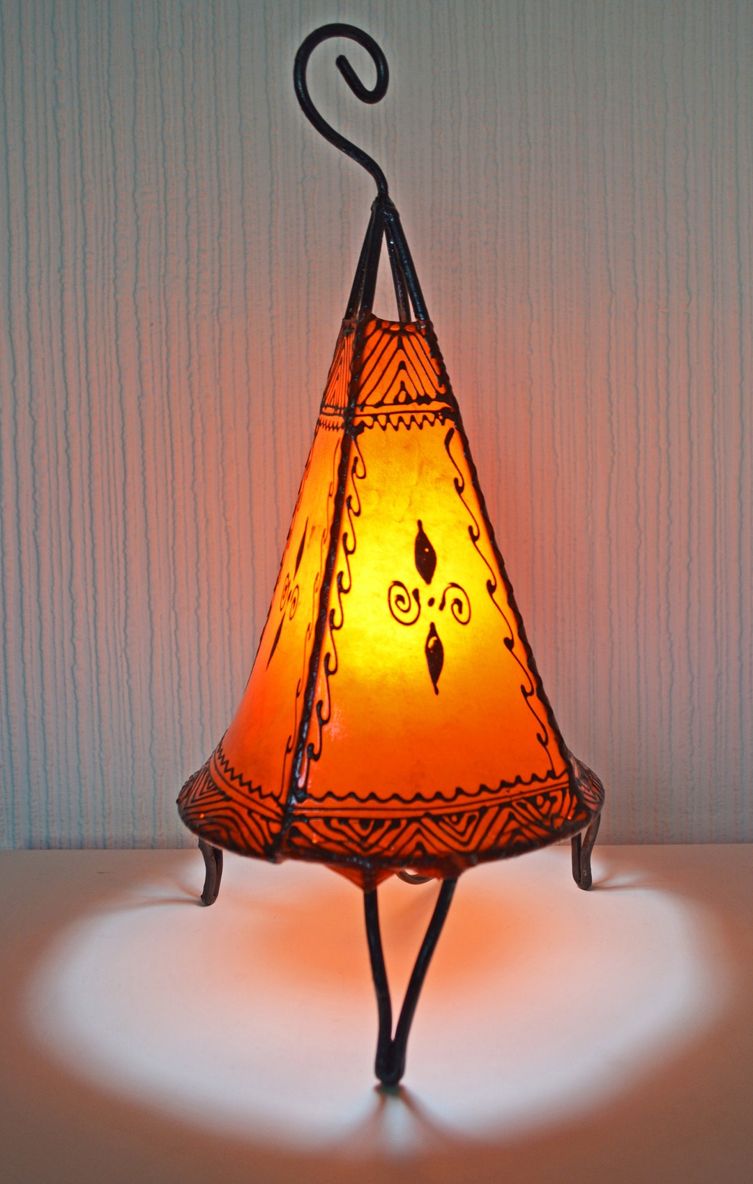 Plain Moroccan Henna Table Lamp Pyramid Shape Orange 38 CM - Etsy UK