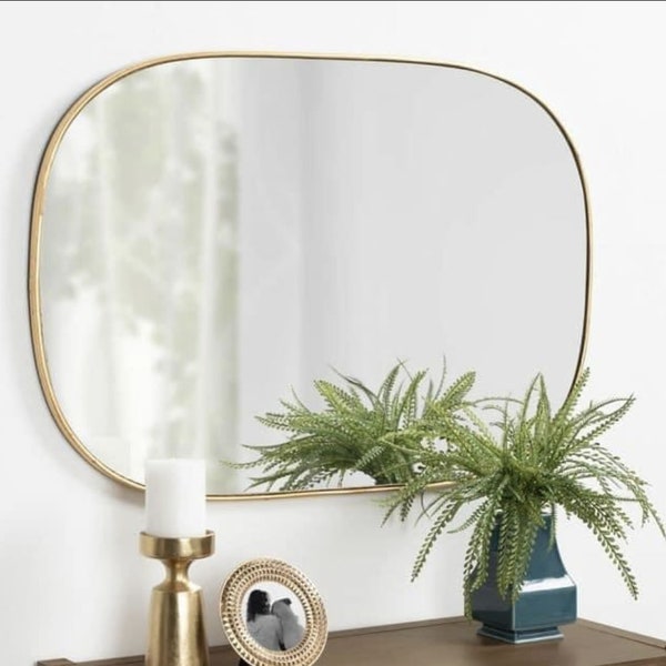 Soft edge Handmade Golden brass Moroccan Mirror