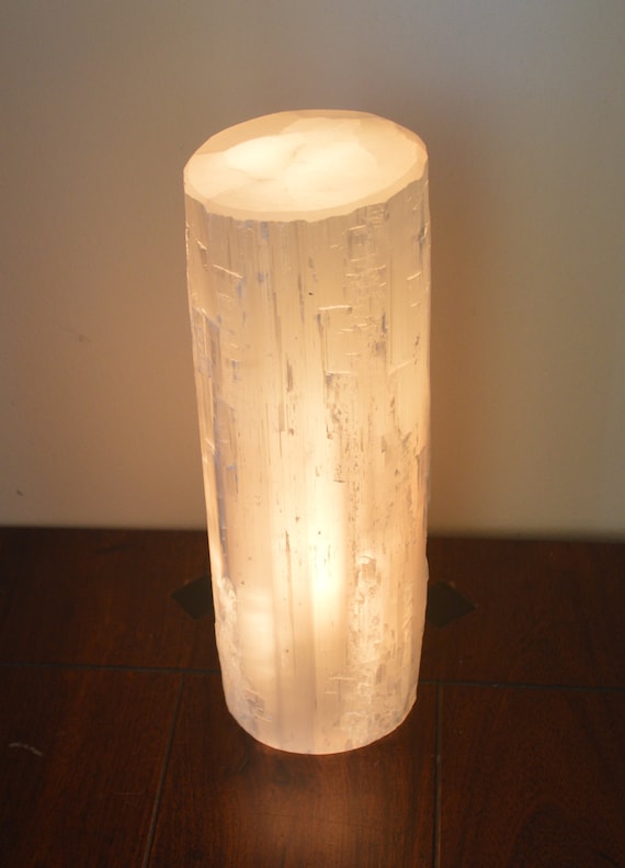 Lampe Cylindre en Sélénite 30 Cm