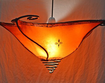 Moroccan Ceiling Henna Lamp Shade - Star shape - Orange Di 40CM