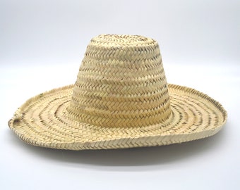 Standard Moroccan market hand woven palm leaves sunhat Ø40 H17 cm - Coloured edge