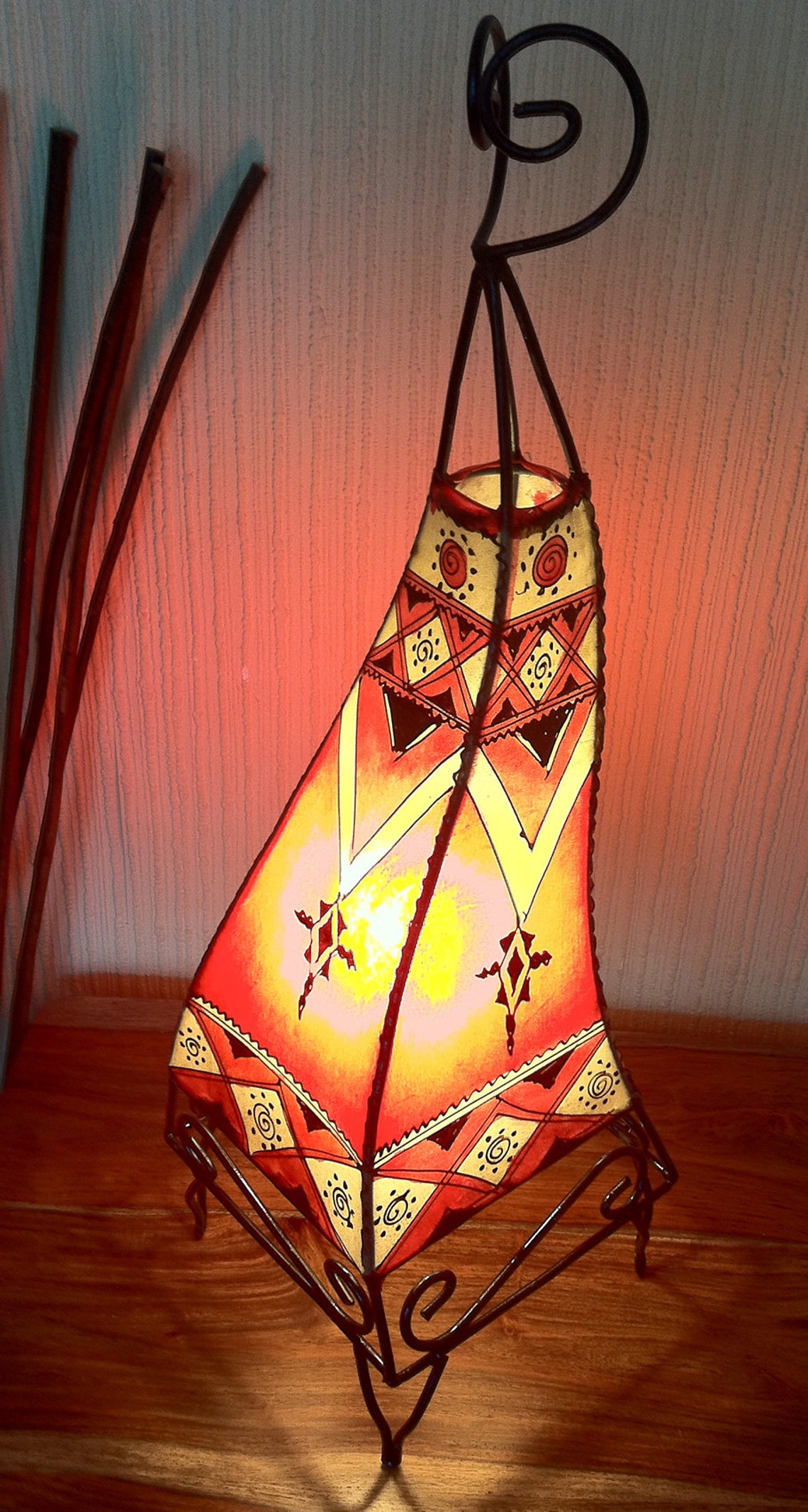 Buy Painted Moroccan Henna Table / Floor Lamp Square Shape Red Online ...
