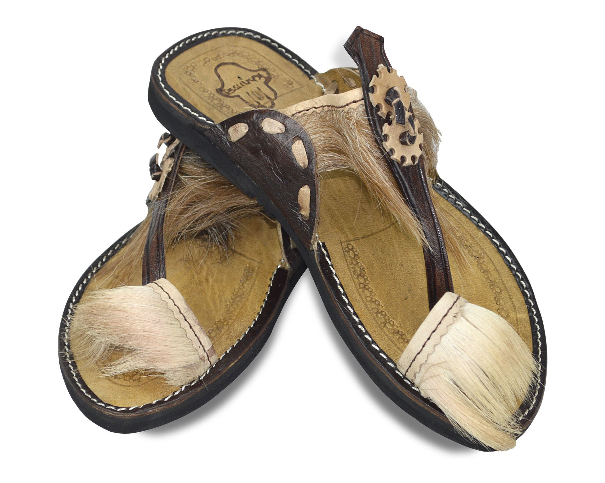 Natural Genuine Moroccan Leather, Toe Loop Beach Sandals