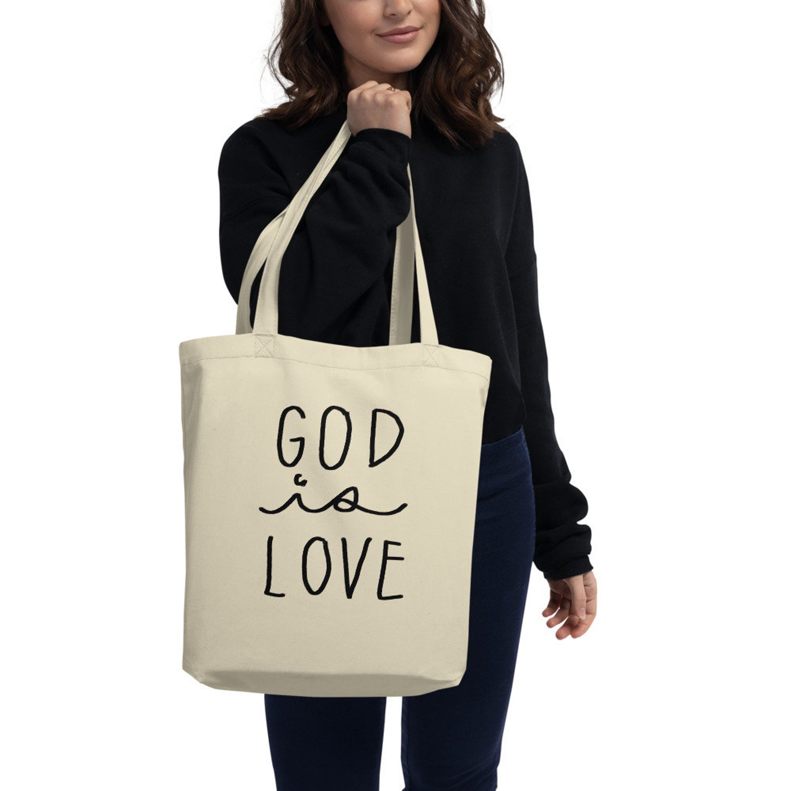 Eco Tote Bag God is Love Reusable Bag Minimalist Etsy