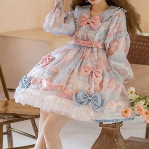 Women Sexy Vintage Sweet Girl Pink Lolita Dress Kawaii Cute Maid