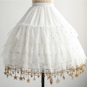 Lolita Star Moon Petticoat,Lolita Petticoat,Wedding Petticoat,White Petticoat,Adjustable Fishbone Ring Petticoat,Party Petticoat