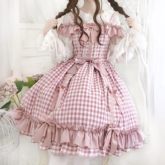 Girl's Lolita Princess Dress Long Sleeve Cake Dress Pink Princess