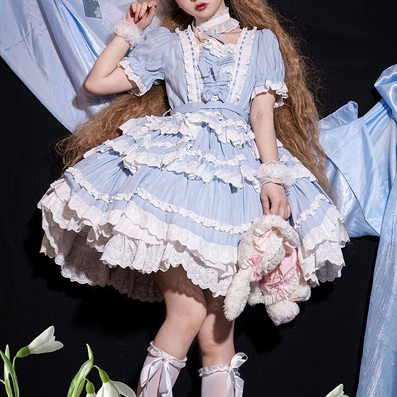 Lolita Fashion Dress,blue Dress,cut Kawaii Dress,costume Dress