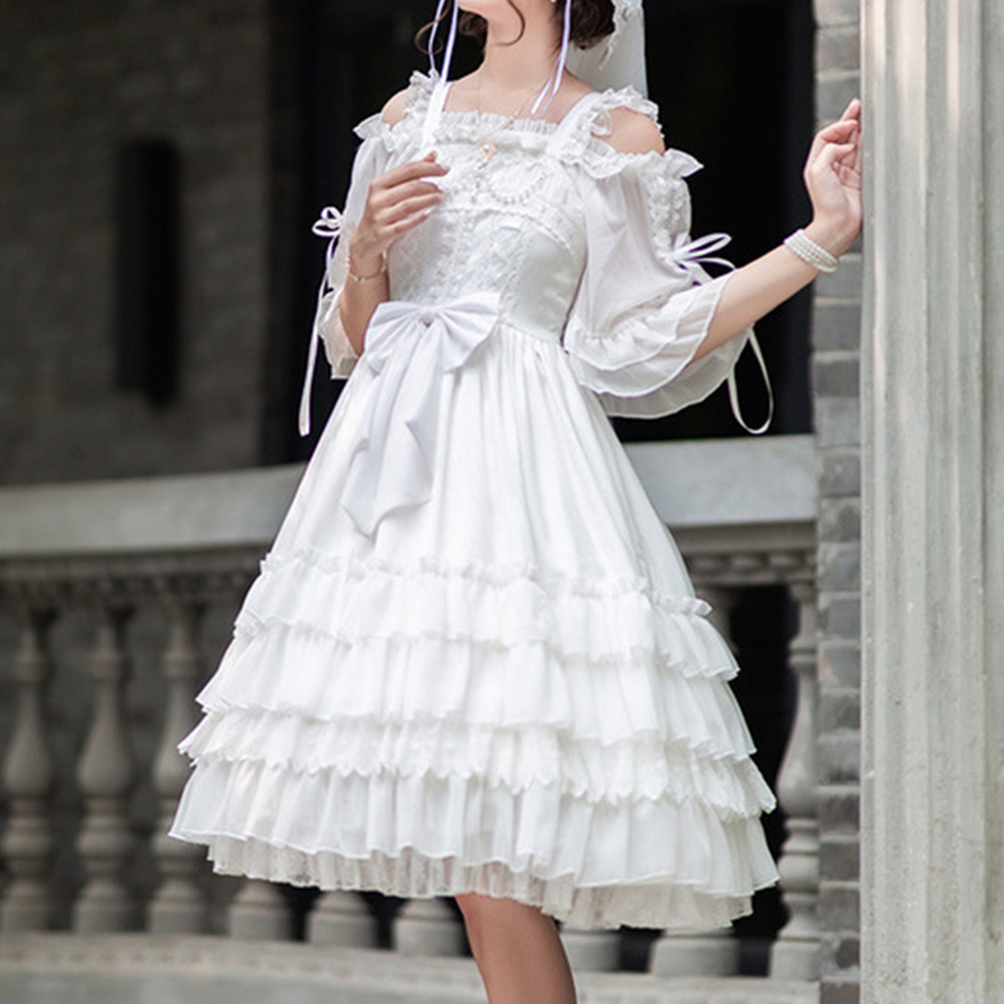 White lolita cheap dress
