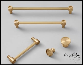 Shipped from US! Solid Brass Round Drawer Knob Handle Pull, Brass Dresser Drawer Knob, Drawer Pulls