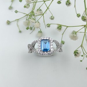 Anello con topazio blu naturale, anello fatto a mano, anello in argento sterling 925, anello con grappolo di topazi, regalo per lei, pietra portafortuna di dicembre, anello di promessa