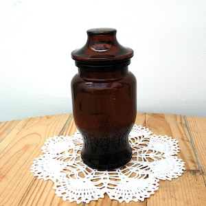 Braunes Glas Glas Rise / Vintage Jar / Dekoration Jahr 70 / Apotheker Topf / Flasche / braun Glas