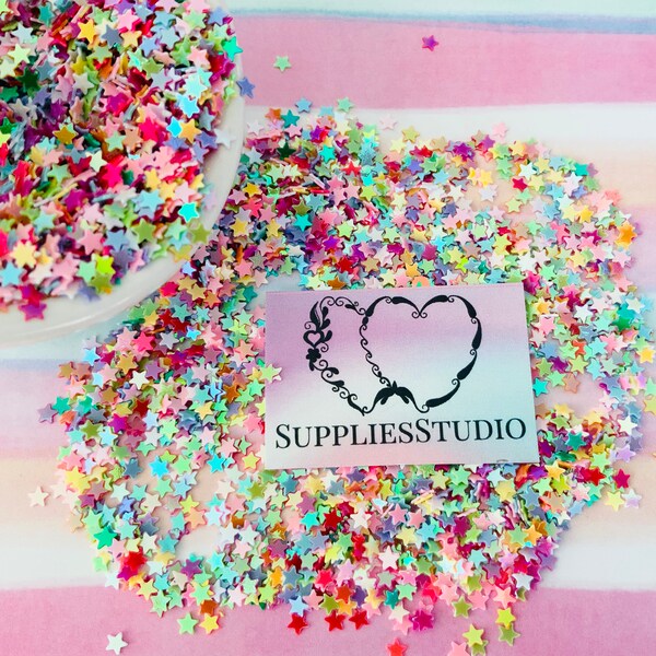 10g Multi coloured Star sequins , craft supplies , resin accessories , mini heart sequins