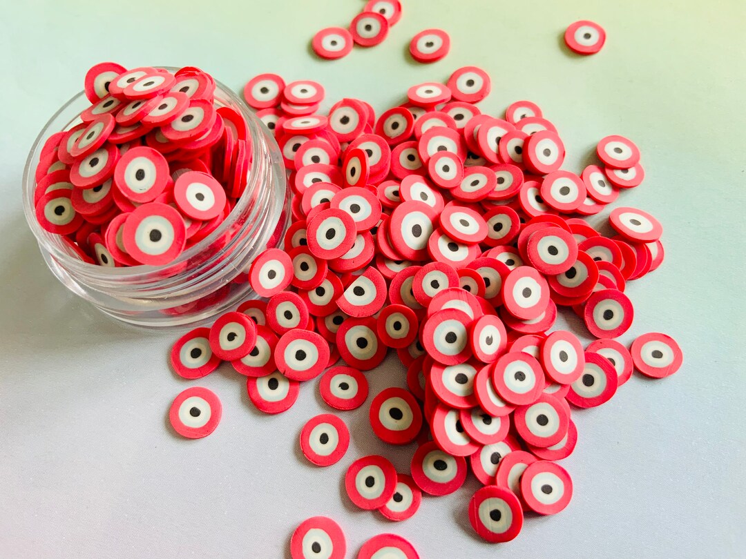 Red Evil Eye Clay Slices Clay Sprinkles Evil Eye Etsy