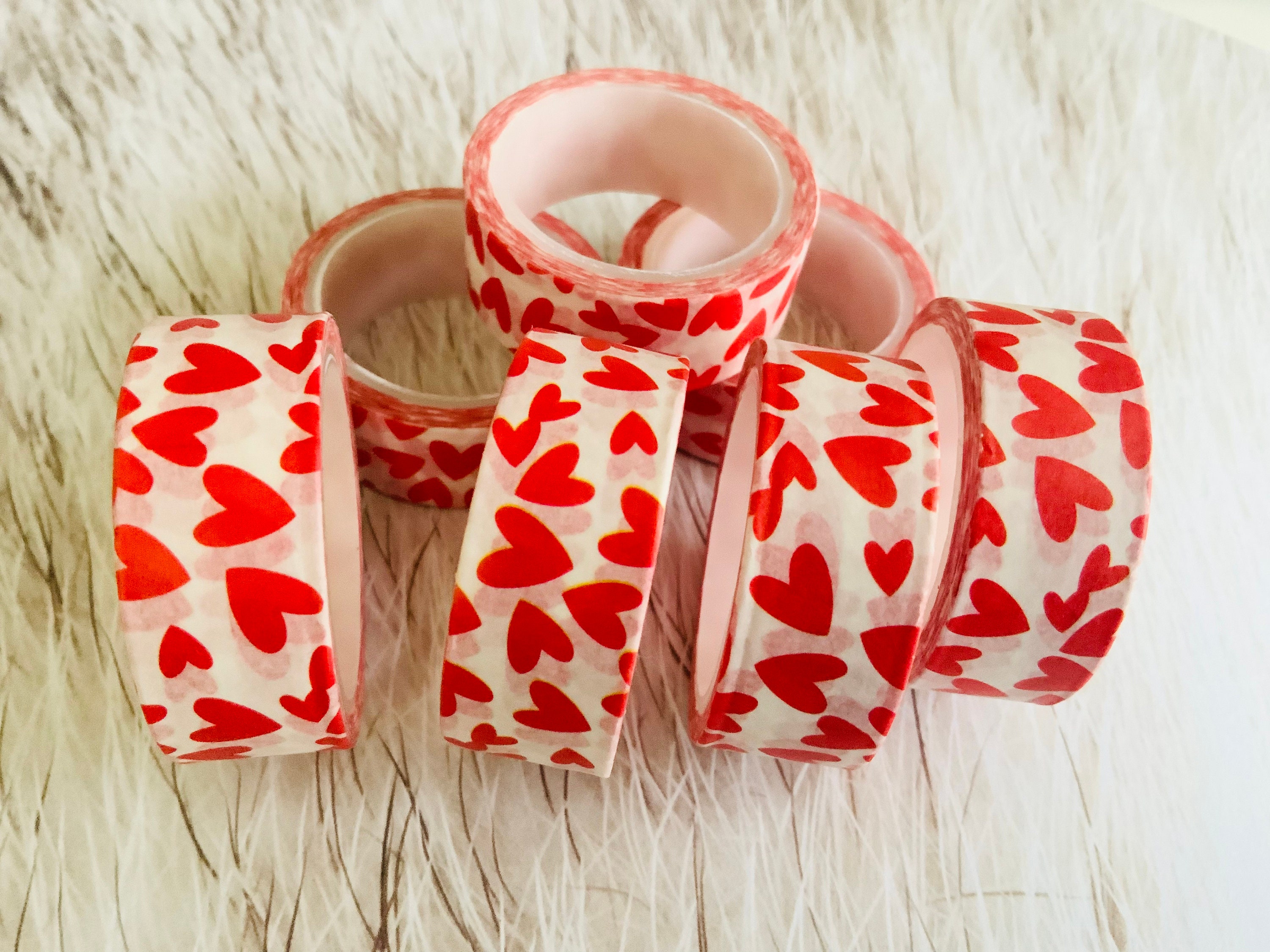 scrapbooking crafts planning valentine's washi planner accessories Red foil hearts glitter washi tape \u2013 hearts washi card making