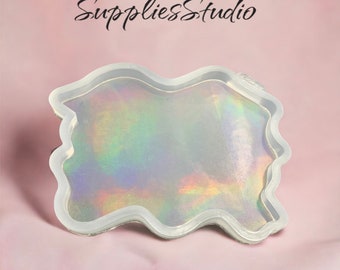 Holographic silicone coaster mould , holo mould , holographic moulds , coaster moulds , agate holo mould