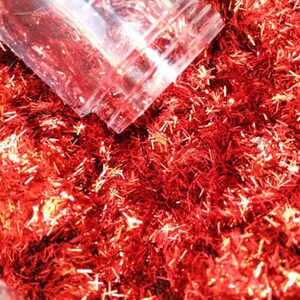 Red Tinsel glitter ,   glitter ,  shredded glitter , craft supplies , glitter mix , needle glitter , uk supplies