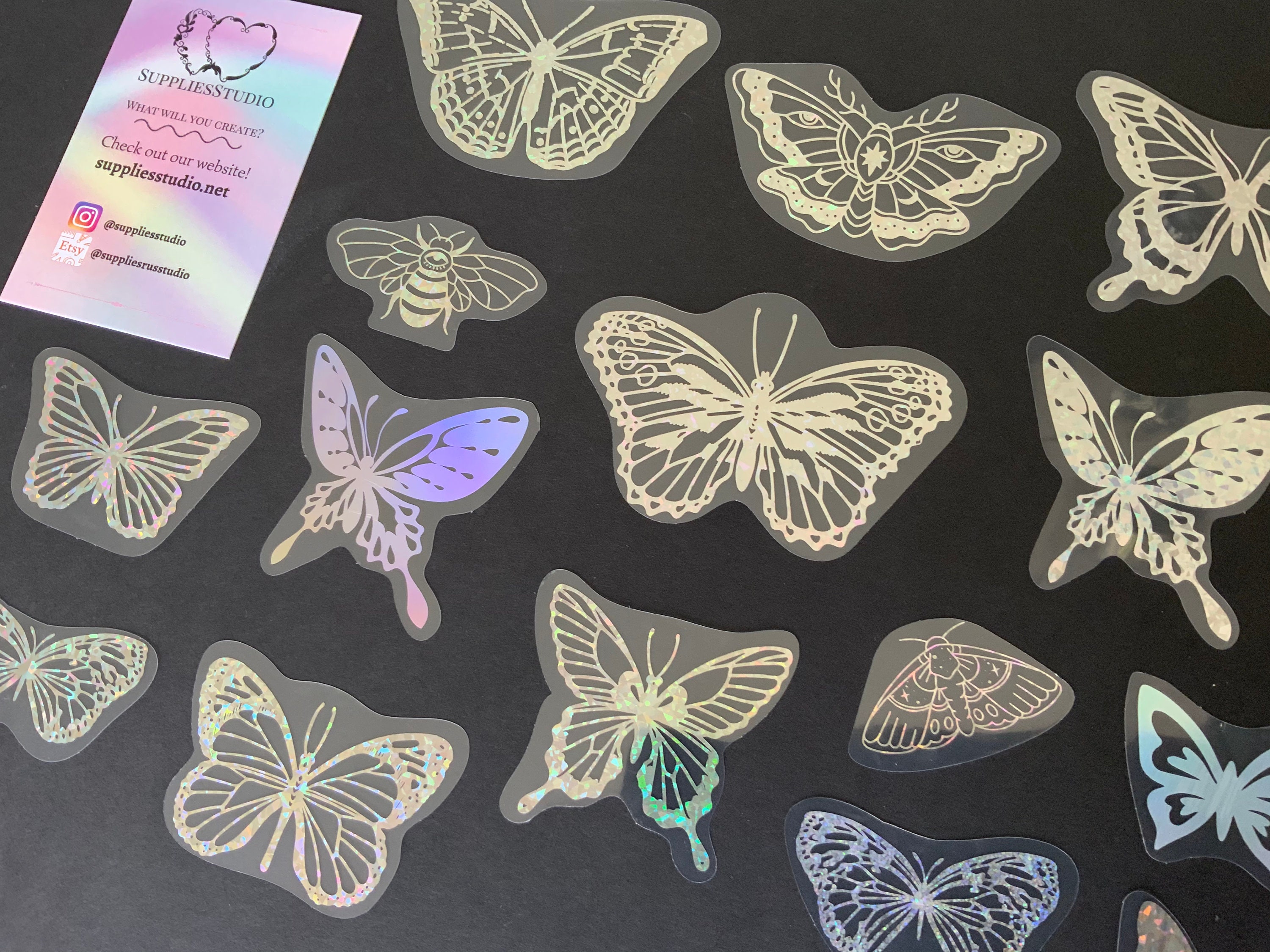 Clear holographic stickers butterfly theme stickers craft s resin ...