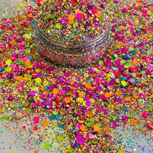 Mélange de paillettes Rio fiesta , paillettes , slime , paillettes pour gobelet , paillettes en résine , paillettes cosmétiques , paillettes artisanales , grosses paillettes