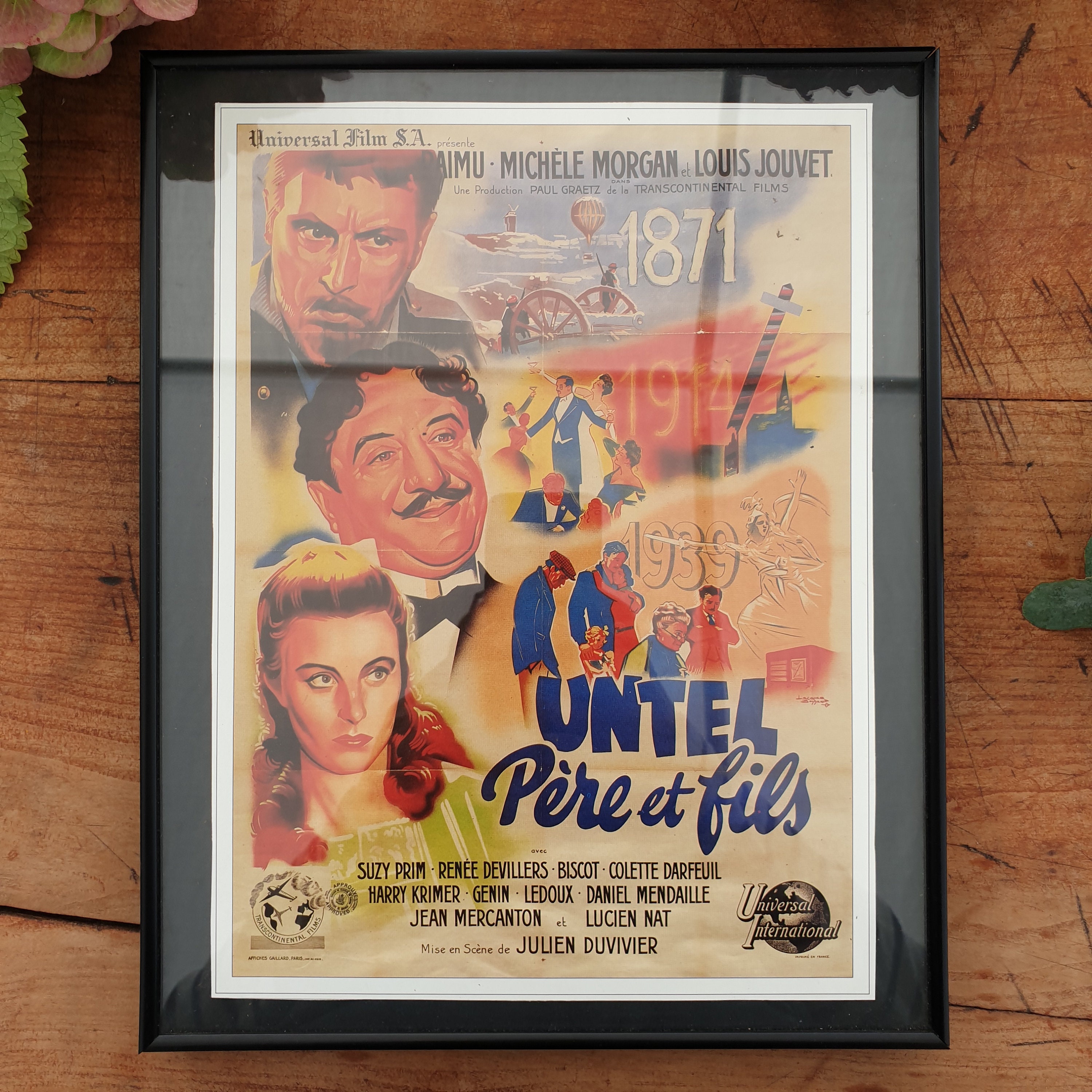 Affiche de Cinéma Originale Vintage Du Film Untel Père et Fils