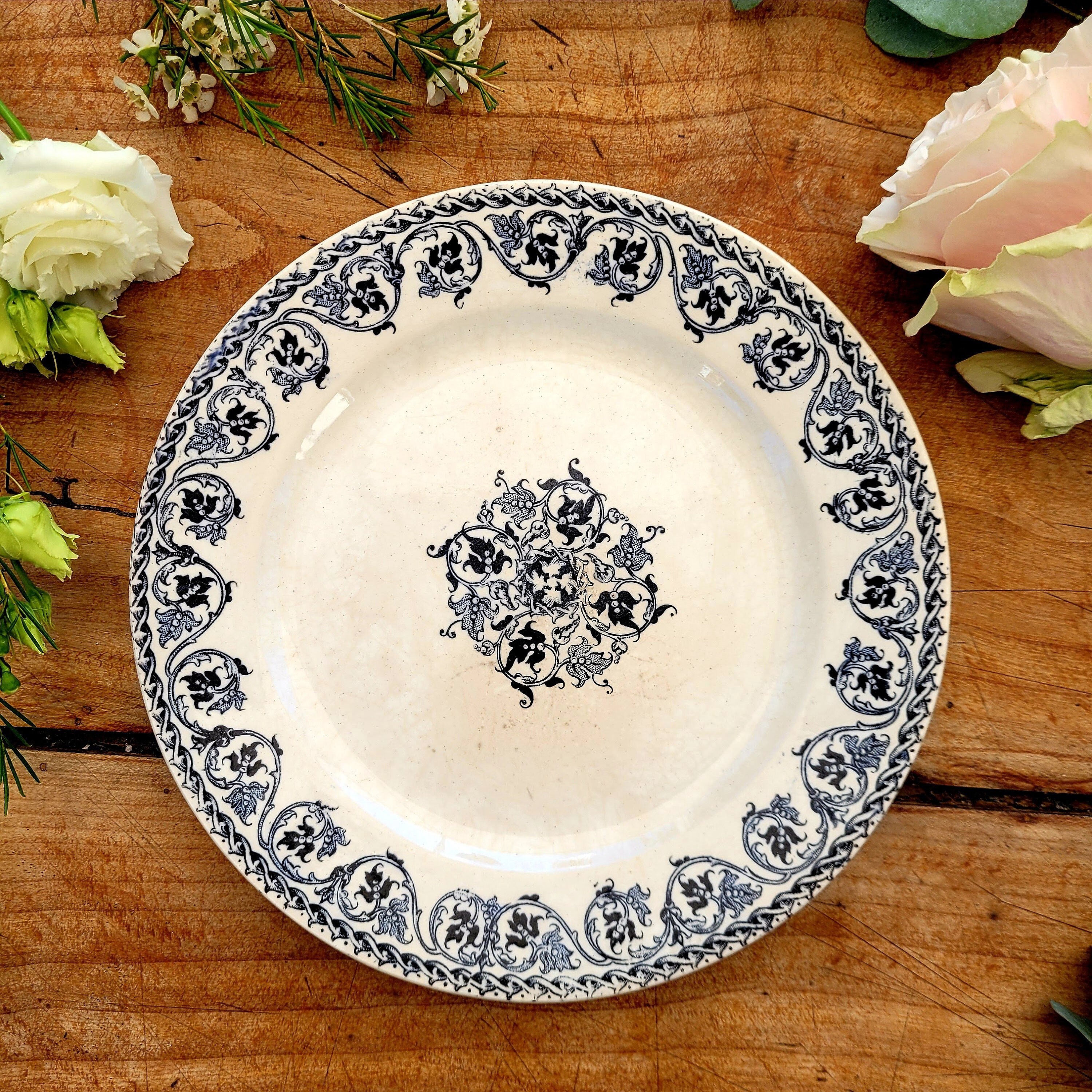 Assiette Plate Ancienne Terre de Fer Début Xxeme