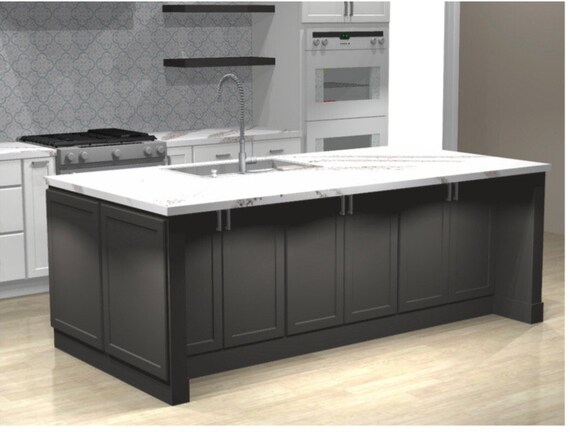 Kitchen Cabinets Island Custom Cabinets Island 9ft Satin Black