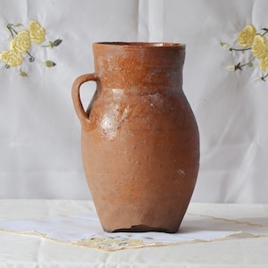 Vintage clay pot, Old terracotta vase, Wabi Sabi pottery, Rustic vase, Antique vessel, Primitive clay pot