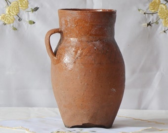 Vintage clay pot, Old terracotta vase, Wabi Sabi pottery, Rustic vase, Antique vessel, Primitive clay pot