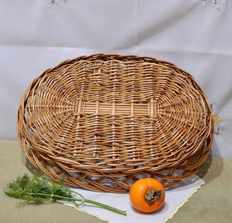 Vintage Wicker Tray Vintage Antique Wicker Basket / Antique Etsy