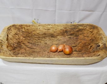 Large Antique primitive wooden dough bowl, Old bowl, Antique natural wood, Rustic home decor, handmade wooden trough