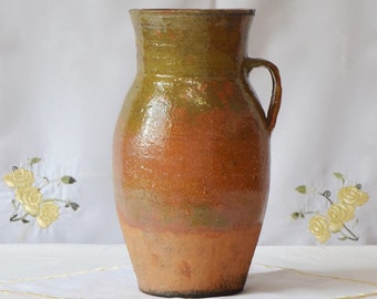 Vintage clay pot, Old terracotta vase, Wabi Sabi pottery, Rustic vase, Antique vessel, Primitive clay pot