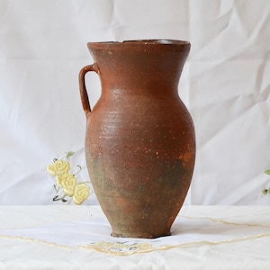 Rustic vase, Old red clay pot, Vintage clay vase, Wabi Sabi pot, Rustic decor, Antique clay vase, Primitive clay pot