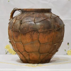 Big old clay pot. Wabi sabi Rare pottery. Farm house Rustic Decor