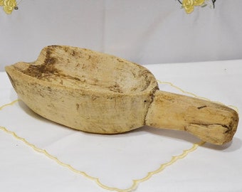 Vintage gran cuchara de grano / Vintage Wooden Scoop / decoración de la cocina, rústico hecho a mano cuchara de madera