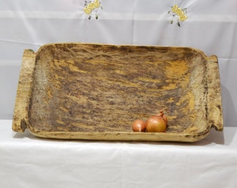 Antique primitive wooden dough bowl, Old bowl, Antique natural wood, Rustic home decor, handmade wooden trough