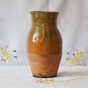 Vintage clay pot, Old terracotta vase, Wabi Sabi pottery, Rustic vase, Antique vessel, Primitive clay pot image 2