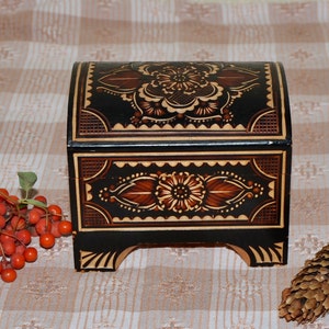 Caixa de joias de madeira vintage, caixa de joias de madeira artesanal, caixa de joias de madeira rústica, decoração de casa, linda caixa de madeira caseira antiga