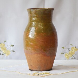 Vintage clay pot, Old terracotta vase, Wabi Sabi pottery, Rustic vase, Antique vessel, Primitive clay pot image 3