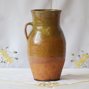 Vintage clay pot, Old terracotta vase, Wabi Sabi pottery, Rustic vase, Antique vessel, Primitive clay pot image 4
