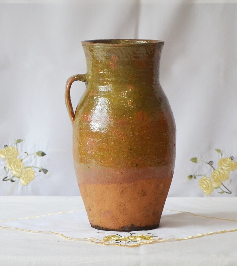 Vintage clay pot, Old terracotta vase, Wabi Sabi pottery, Rustic vase, Antique vessel, Primitive clay pot image 4